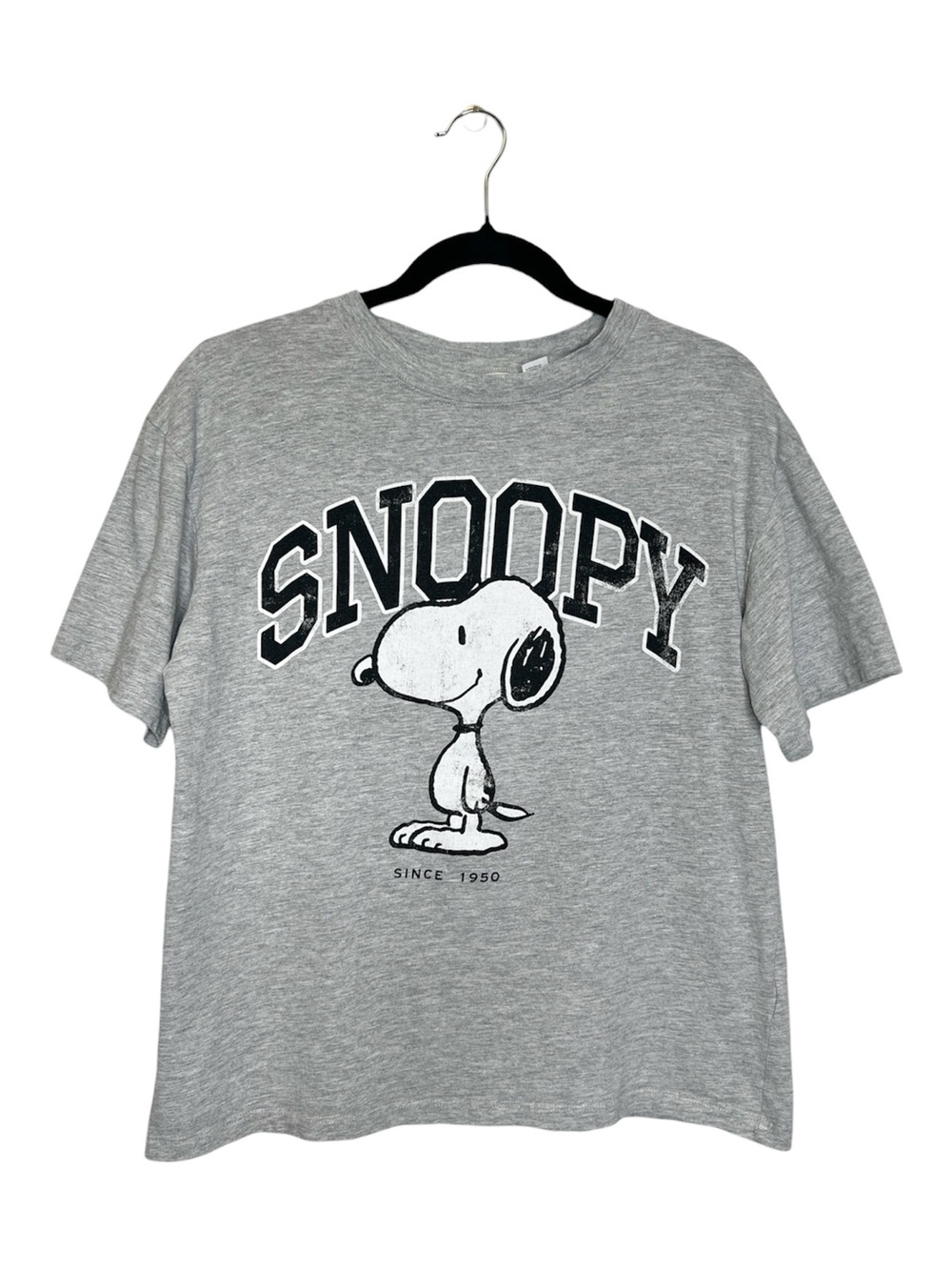 H&M Classic Peanuts Snoopy Gray Boxy Fit oversized Tee size XS